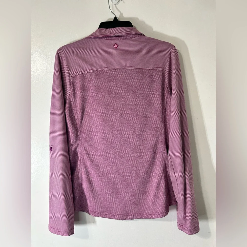 Prana Kinley in Vivid Viola Pinstripe Outdoor Shirt Top Long Sleeve Stretch Sz M - Picture 11 of 14